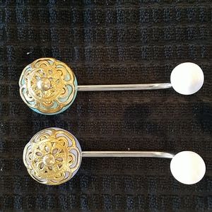 Two Metal and Ceramic coat hooks